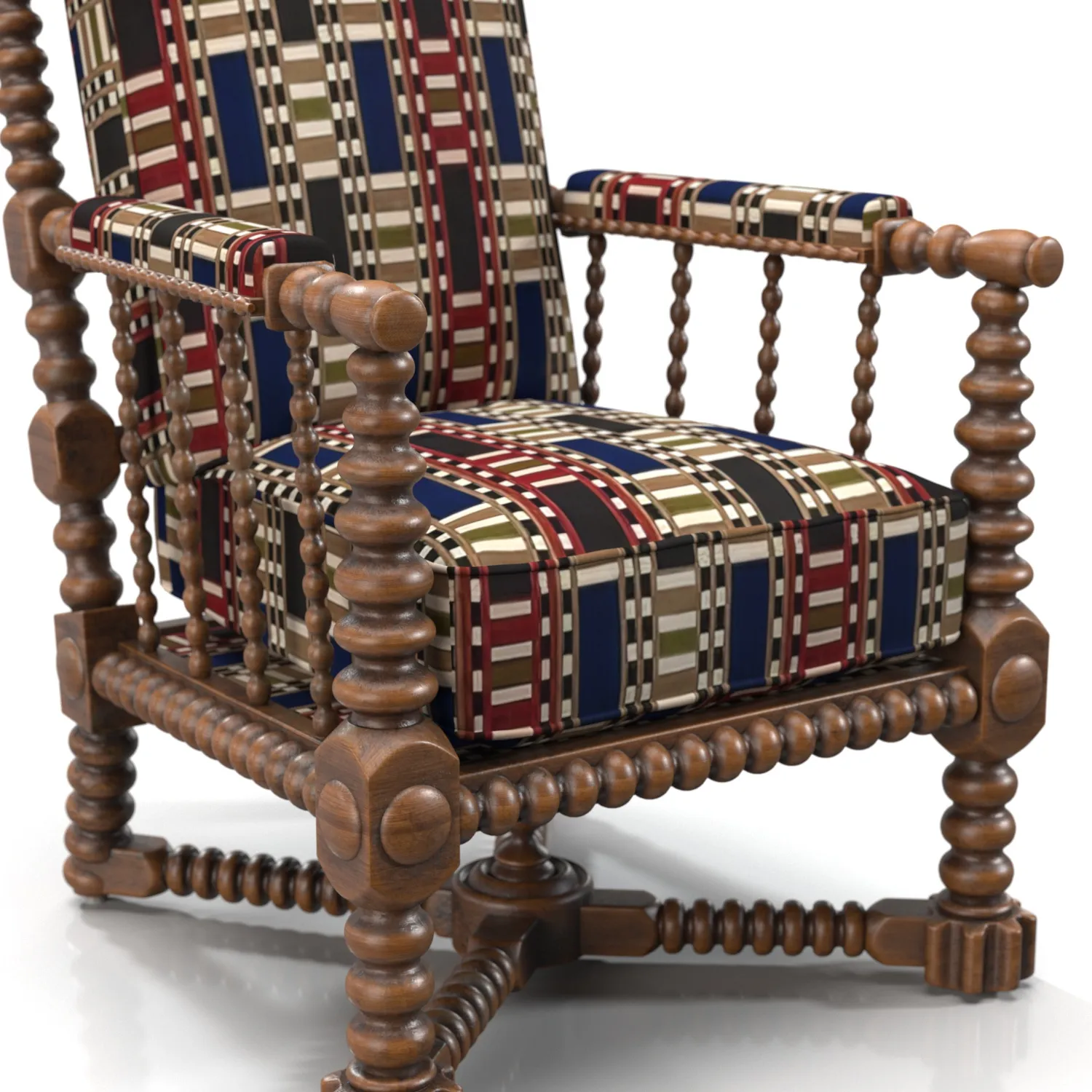 Oak Bobbin Armchair PBR 3D Model_05